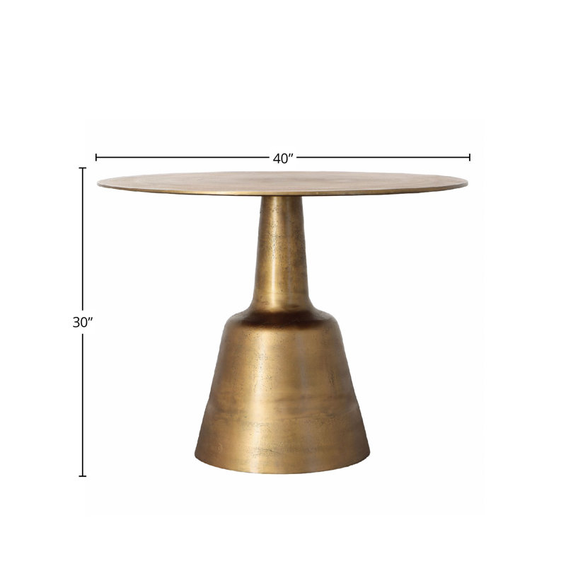 Golbez 32-Inch Round Aluminum Antique Brass Finished Pedestal Base Bistrotable, Gold, 30"H x 40"L x 40"W