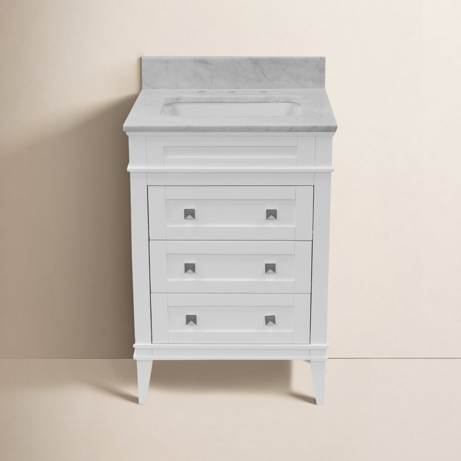 Frankfurt 24'' Single Bathroom Vanity, White, Carrara Marble