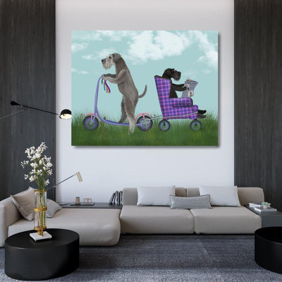 Art sur toile tendue avec toile Trinx Fab Funky, Schnauzer Scooter