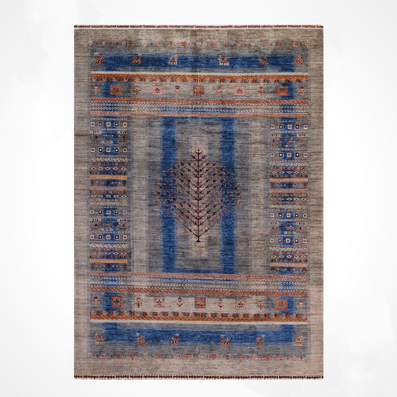 Tapis en laine et coton gris noué à la main Original Original