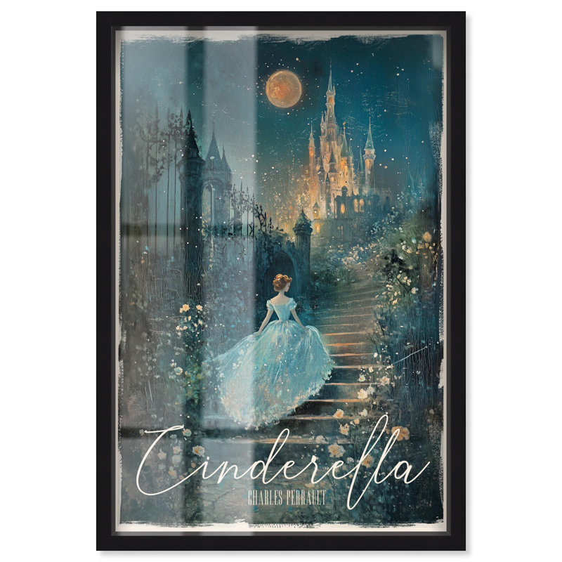 «Classic Cinderella Shadowbox Print Classic Book Art» par Art Remedy, H 25 po x l 17 po, Noir