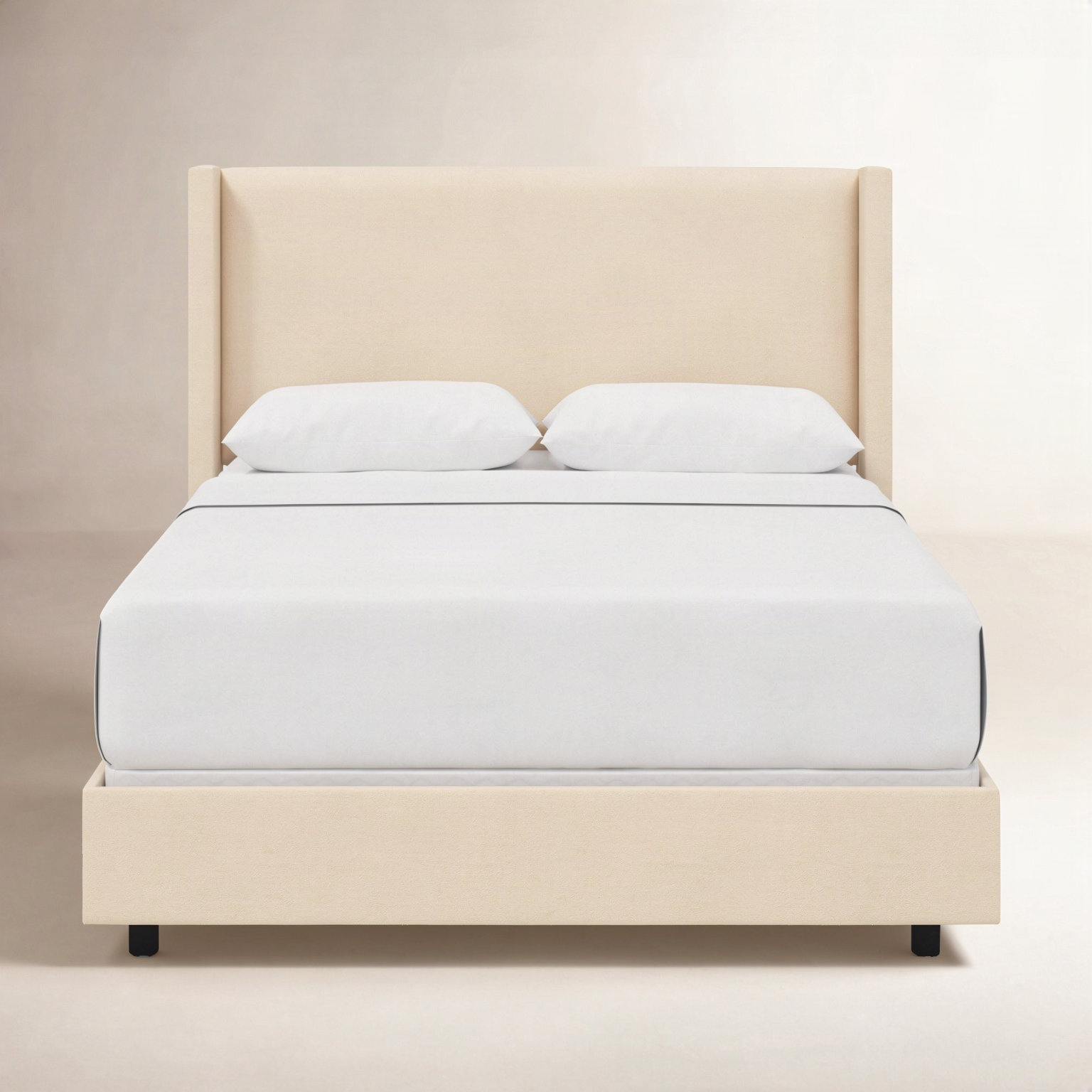 Hanson Upholstered Wingback Bed, California King, Classic Pearl Performance Velvet