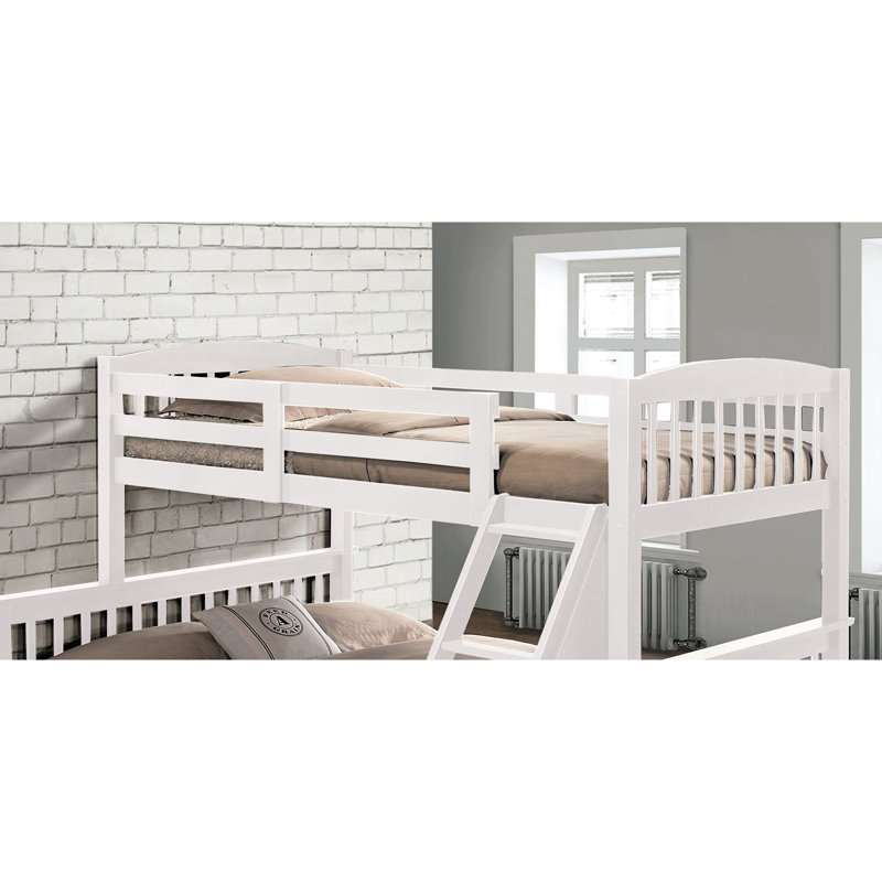 Lit double simple transitionnel avec bois franc massif blanc, incliné et à lattes, l 60 po x P 81 po H 68 po, pour la chambre à coucher
