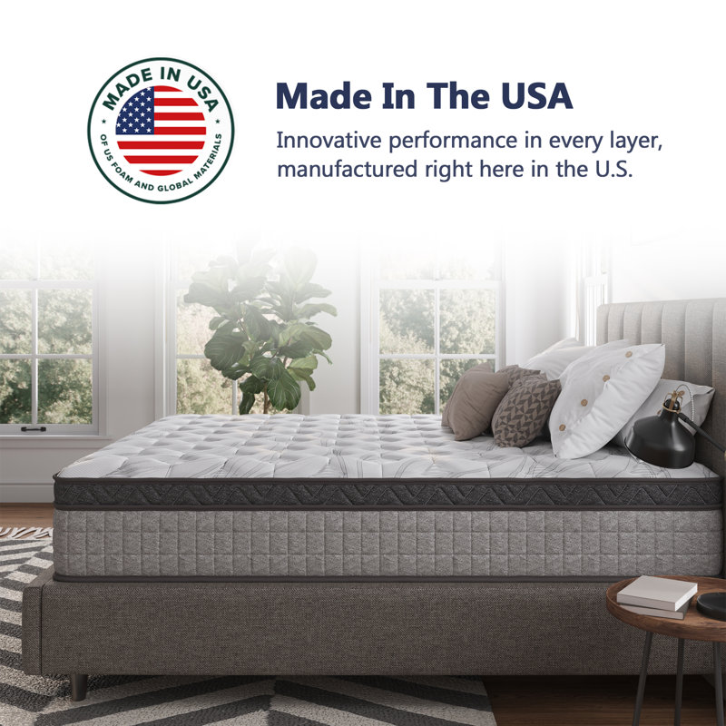 12" Diamond Hybrid Mattress With Innerspring And Cooling Gel Memory Foam For Pressure Relief And Motion Isolation, King