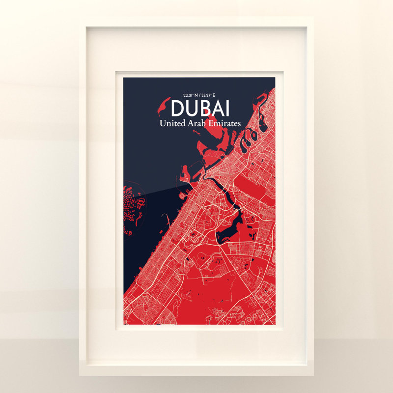 Dubai City Map in Nautical 1 Piece Wall Art, 36cm H x 24cm W x 0.05cm D