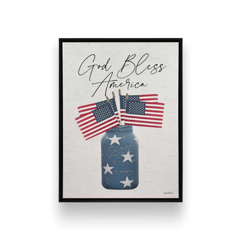 «Stars & Stripes Forever» par impression d'art à lettres et doublée, L 12 po x H 16 po, Toile avec cadre, Noir
