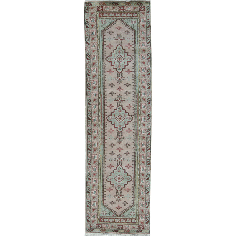 Wool Southwestern Area Rug in Green/Wine/Ivory