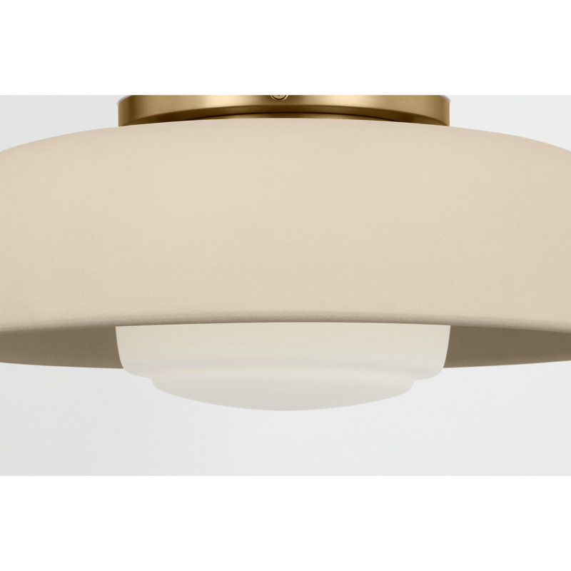 1 - Light Flush Mount, Estate Brass, Ivory