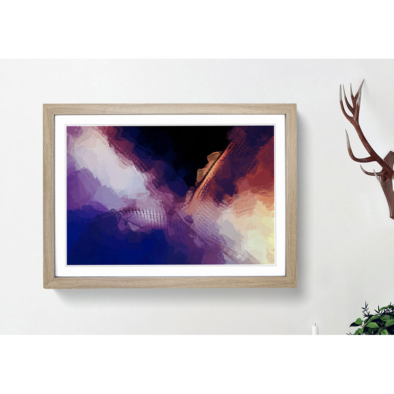Roll of the World in Abstract - Picture Frame Painting Print, 35cm H x 50cm W x 2cm D, Oak