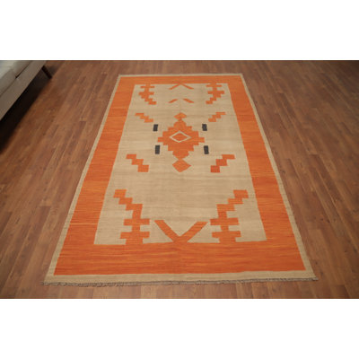 Geometric Kilim Vegetable Dye Area Rug 5x8