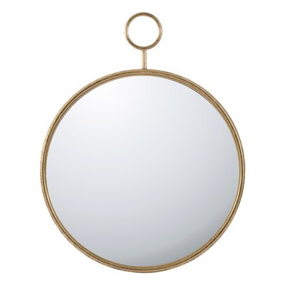 26.4X32.3 Inch Gold Metal Frame Wall Mirror - Enhance Living Room, Entryway, Office Clear Reflection, Robust Construction 26" X 32" Circle With Orname