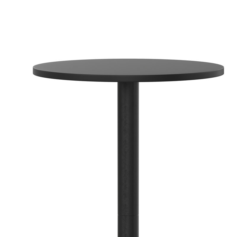 Trumann Indoor/Outdoor Aluminum Round Bar Height Table with Cross Base, Black