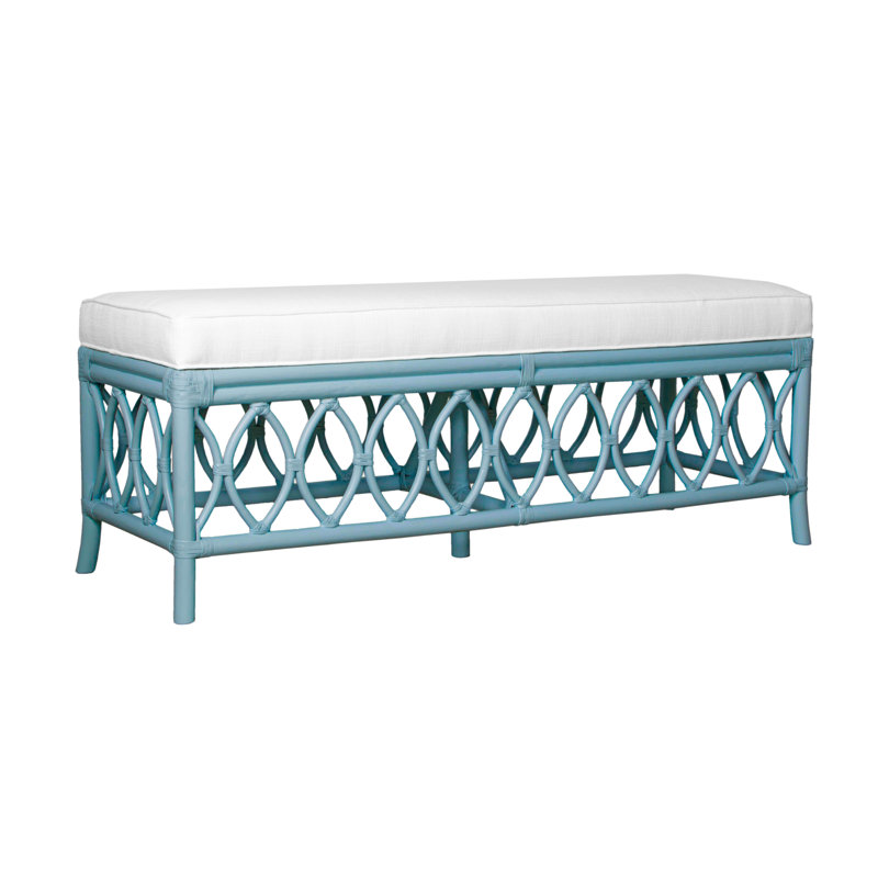 Lillian Upholstered Bench, Pool Blue