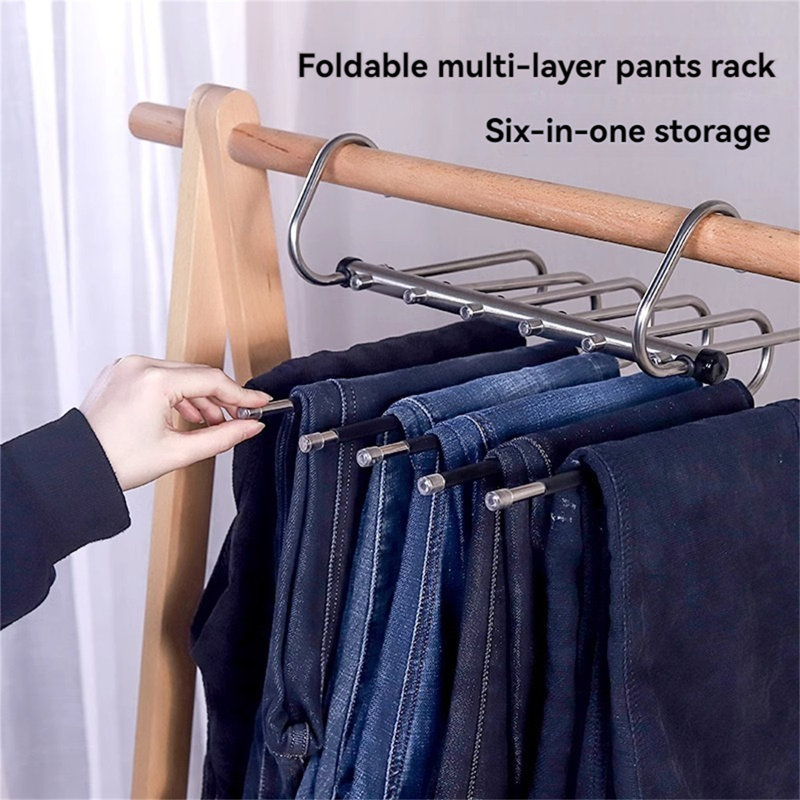 Cintre pour pantalons pliable en acier inoxydable, 2