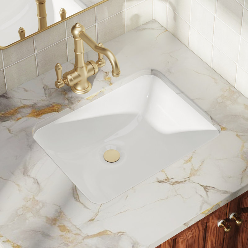 Los Flexi Rectangular Undermount Bathroom Sink 18 Inch x 14 Inch, White Ceramic With Overflow