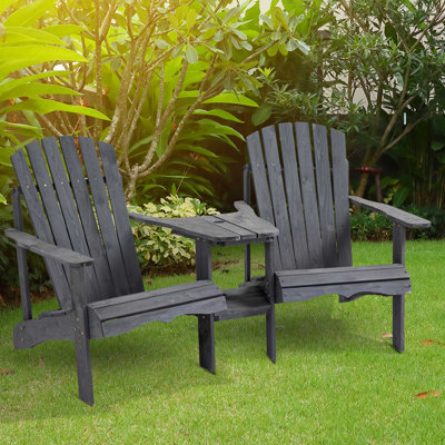 Mckelvy Solid Wood Adirondack Chair with Table by Rosecliff Heights