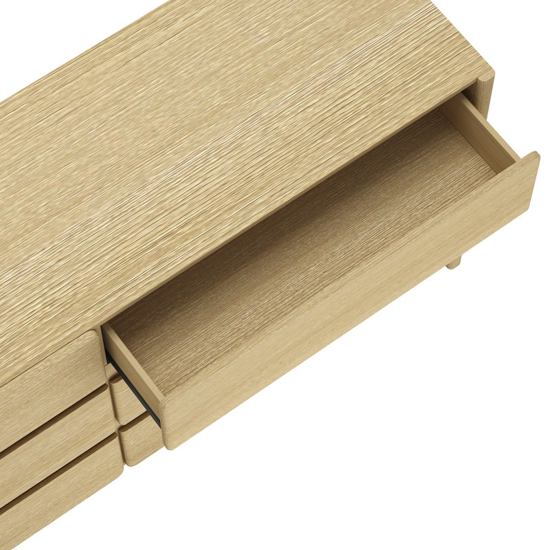 Commode double 72 po avec 6 tiroirs Linda, Chêne naturel