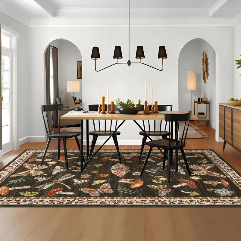 Machine Printed Area Rug, Brown, Rectangle 160 x 230 cm