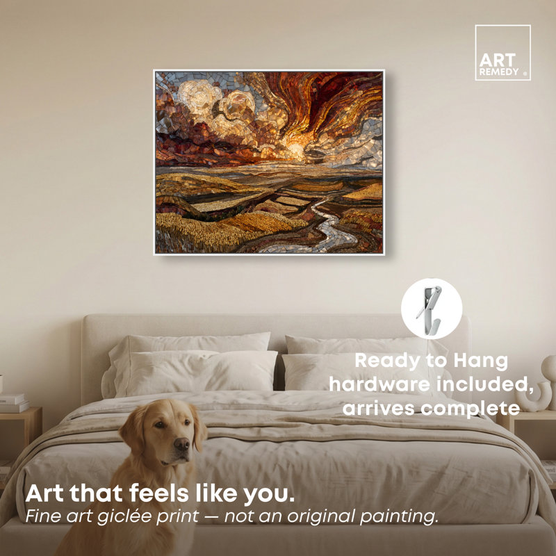 "Amber Flux II", impression fantaisiste sur toile par Art Remedy, cadre blanc, 36 x 30, H 37 po x l 31 po, Cadre blanc