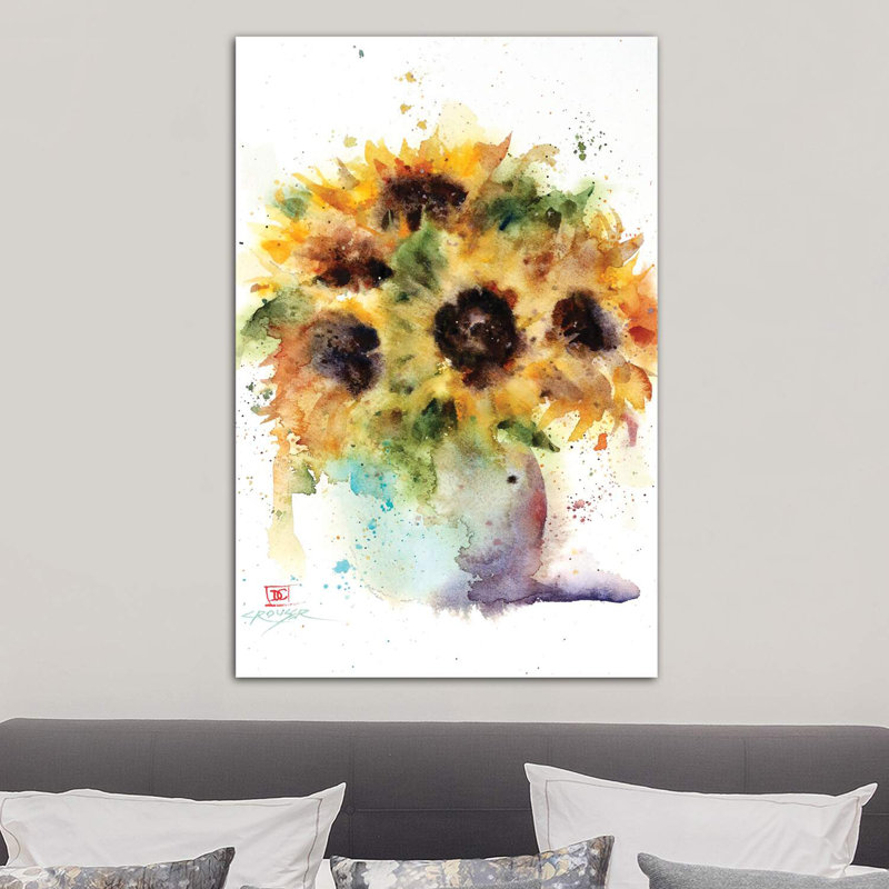 Sunflower Vase by Dean Crouser - Wrapped Canvas Print, 101.6 cm H x 66.04 cm W x 1.91 cm D