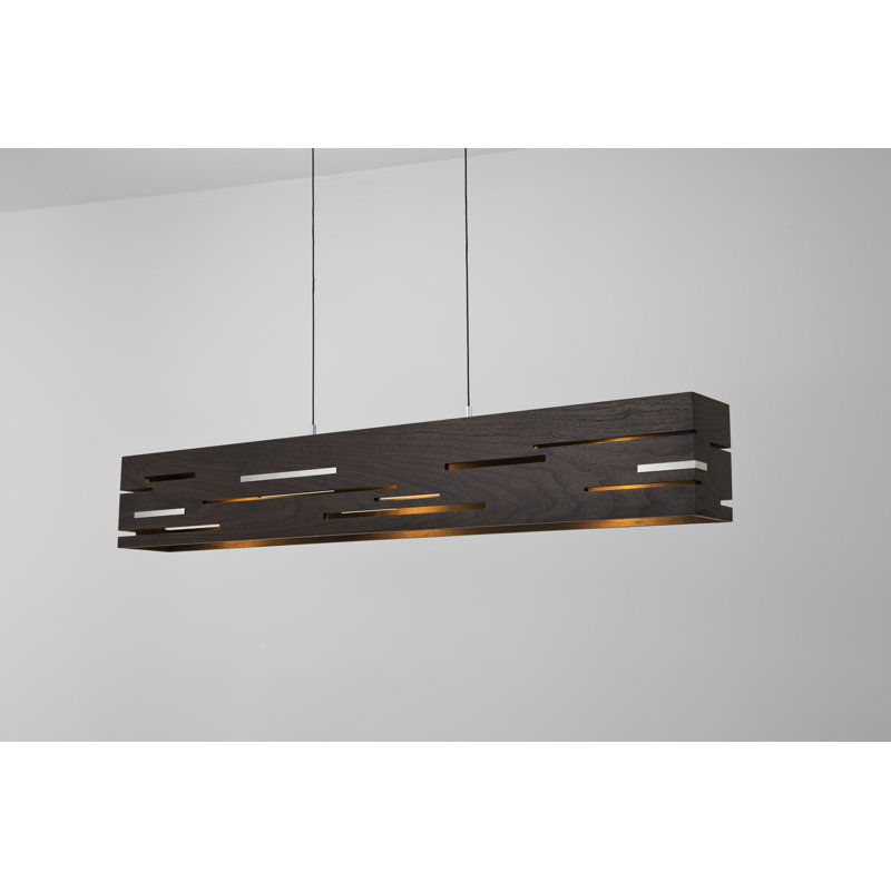 Aeris Linear LED Pendant - 3500K, Dark Stained Walnut, 8" H x 30" W x 6" D, Brushed Aluminum