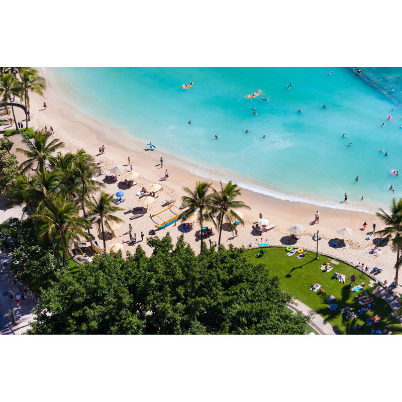 Hawaii Waikiki Beach - Wrapped Canvas Print, 81cm H x 122cm W x 3.8cm D