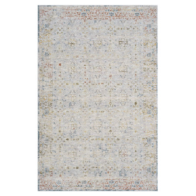 Roseau Performance Traditional Light Gray/Blue/Multicolor Floral Rug