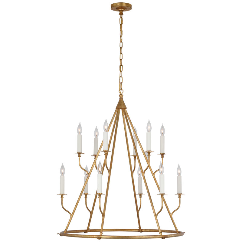 Lorio 12 - Light Chandelier, Golded Iron