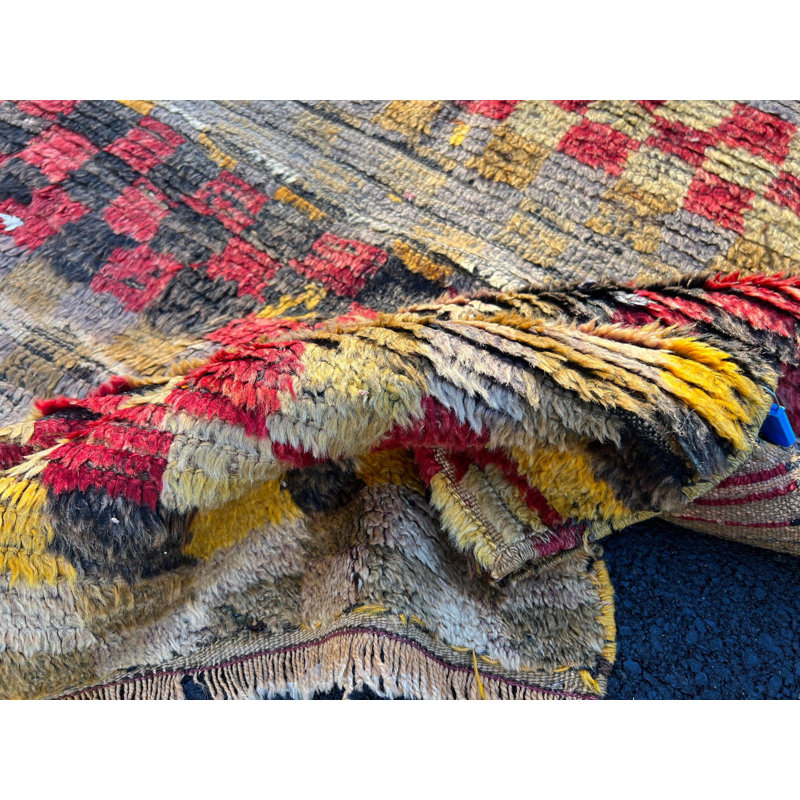 Tapis turc antique à motif damier