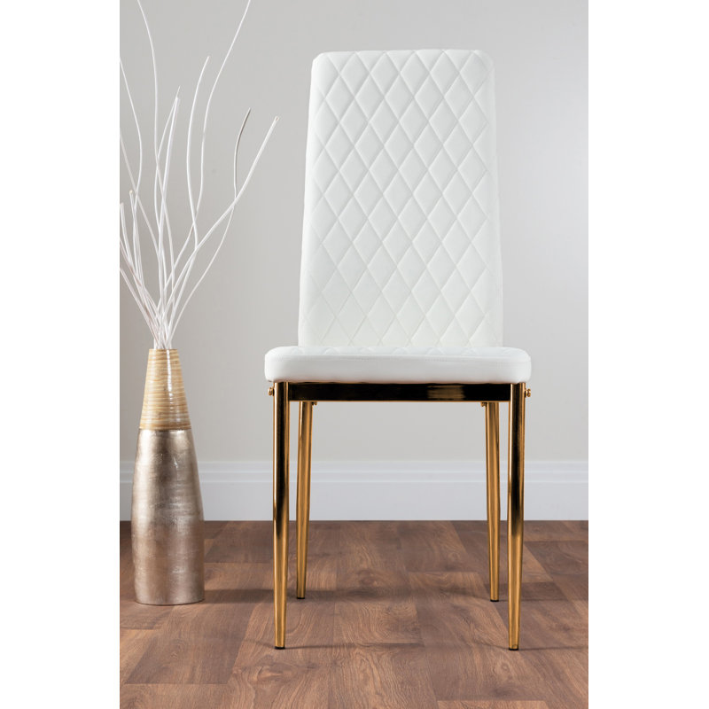 Eubanks 5 - Piece Dining Set, White/Gold