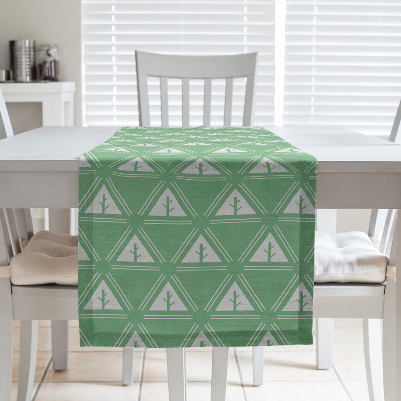 Chemin de table d’arbre minimaliste classic Barbra, 16 po x 90 po, Vert foncé