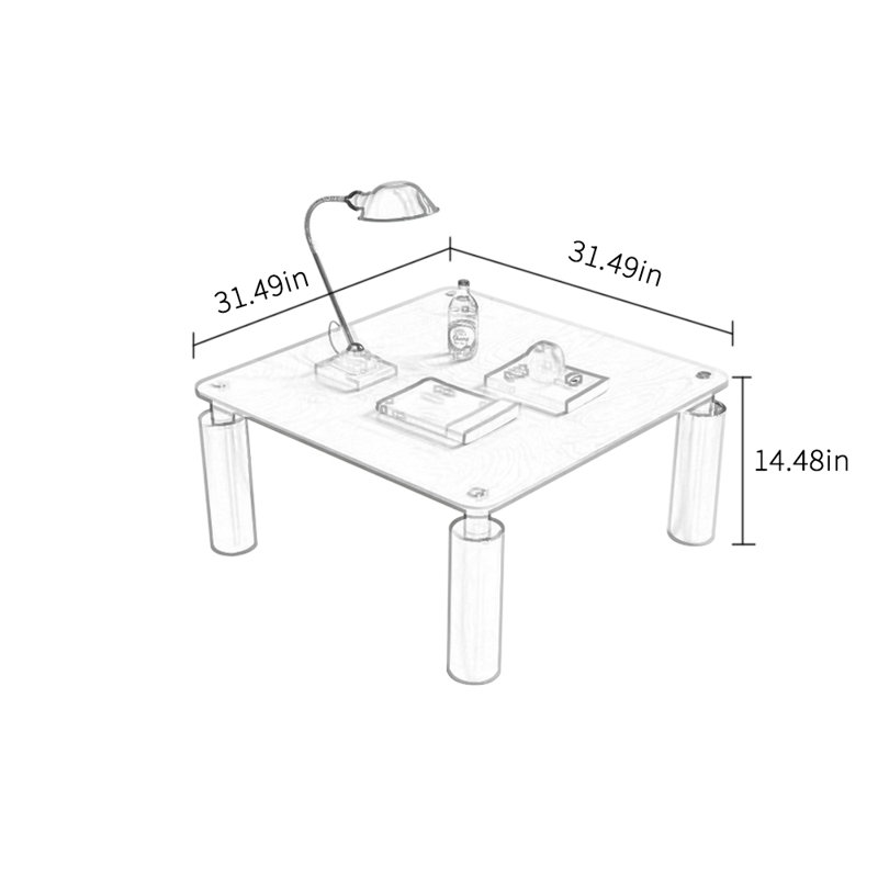 Table basse au design créatif personnalisé, H 14,48 po x L 31,49 po x l 31,49 po