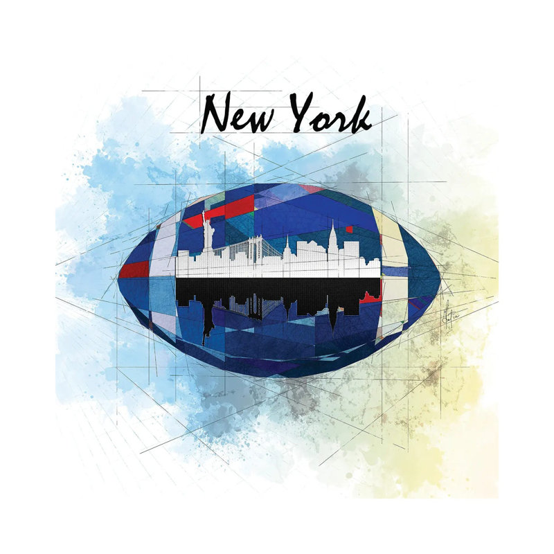 Football New York Giants by Katia Skye - Print on Canvas, Wrapped Canvas, 66.04cm H x 66.04cm W x 1.91cm D