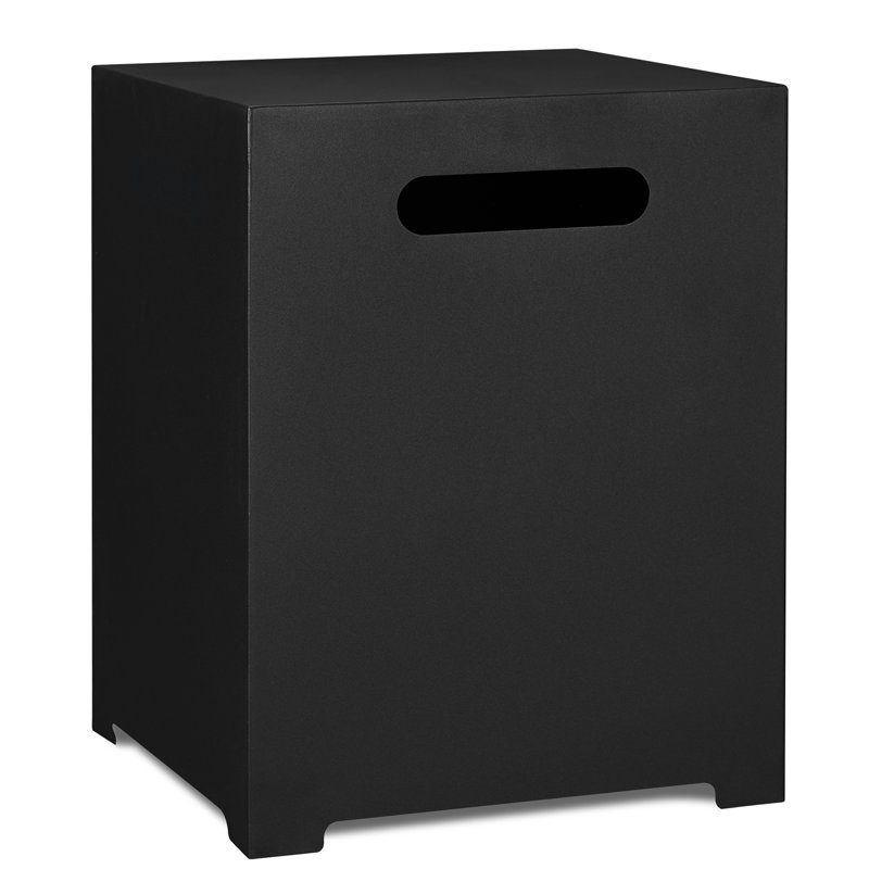 AEGEAN 20"H Square Metal Propane Tank Cover and Side Table by Real Flame, Black