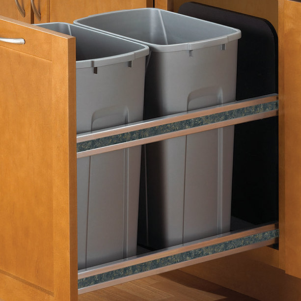 Platinum Double Soft-Close Pull-Out Trash and Recycling Bins