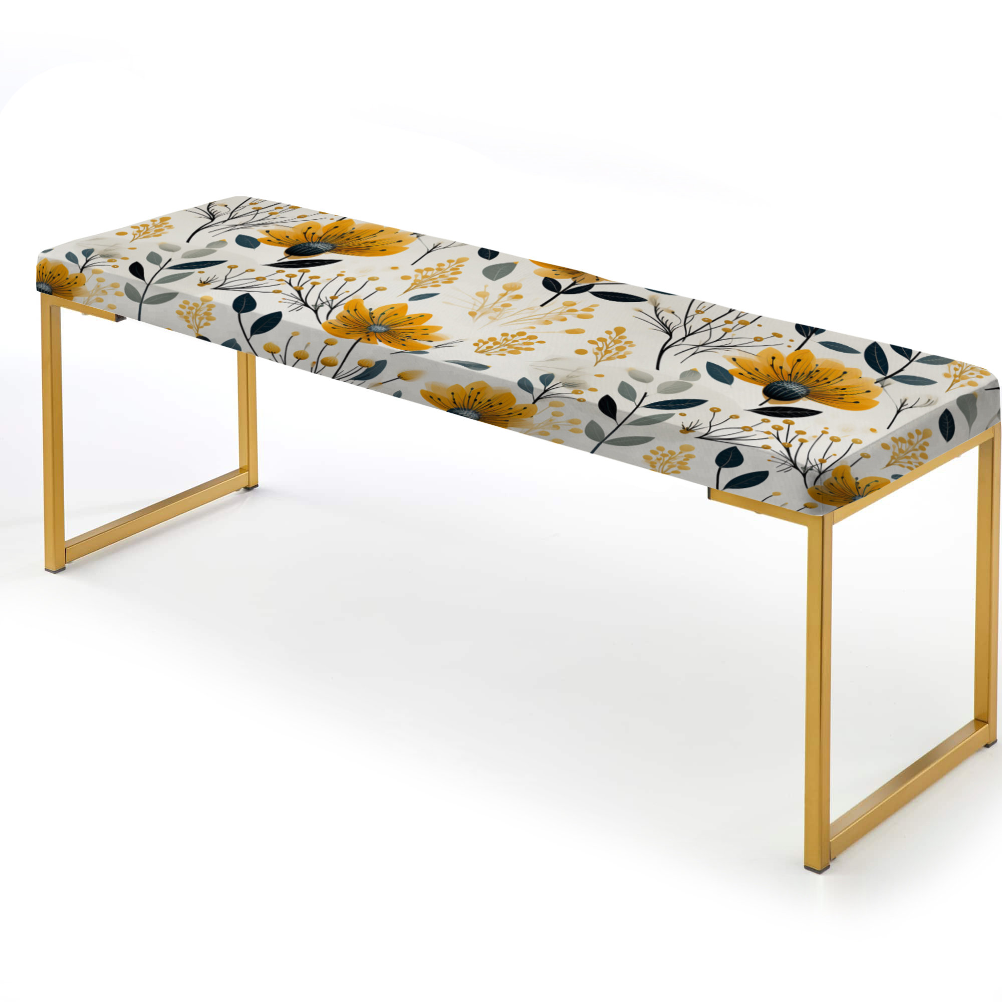 Design Art Scandinavian Charm Floral Pattern - Floral Upholstered Gold ...