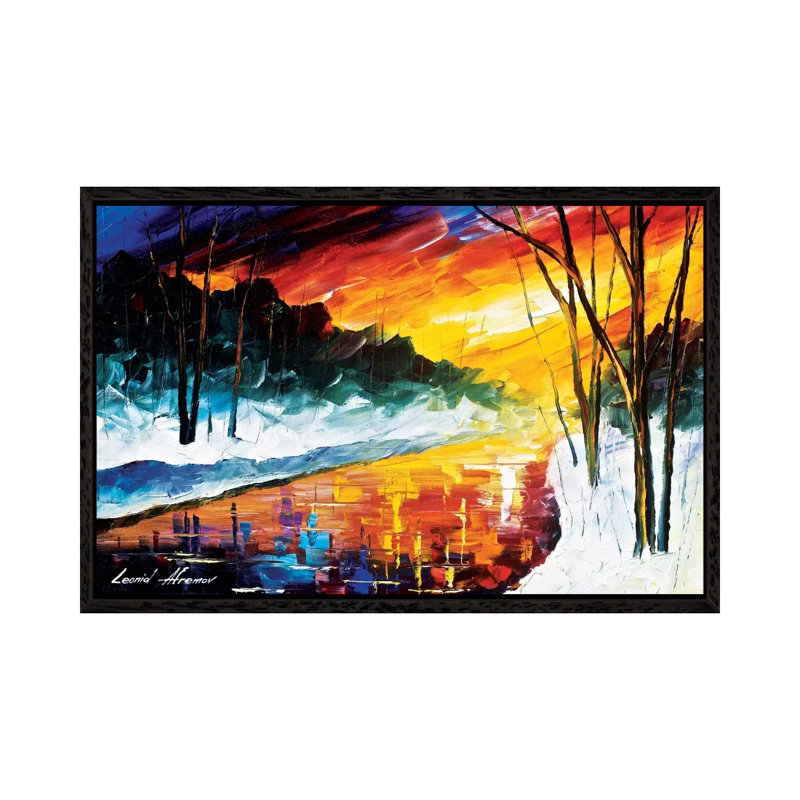 Winter Emotion by Leonid Afremov - Painting on Canvas, Black Framed Canvas, 66.04 cm H x 45.72 cm W