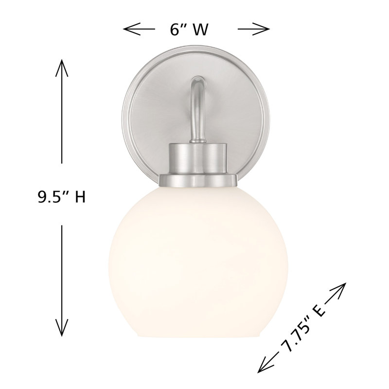 Applique murale 1 lumière Meridian en nickel brossé, Nickel brossé