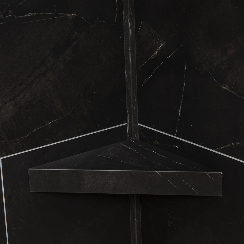 Palisade Vinyl Waterproof Corner Shower Shelf, Black Ice