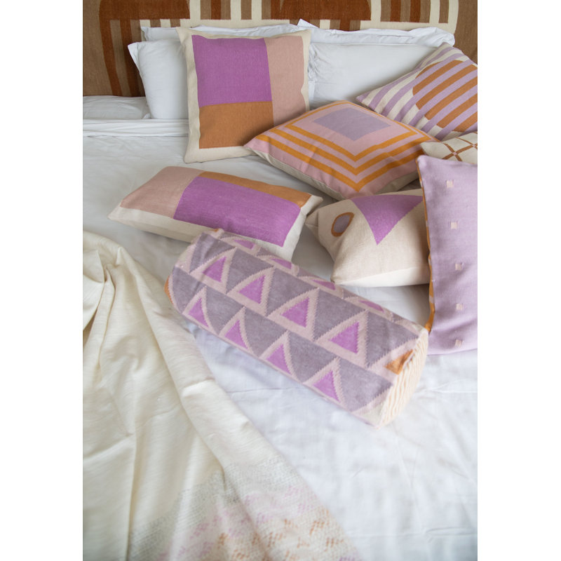 Maya Bolster Pillow Cover, Gray/Purple