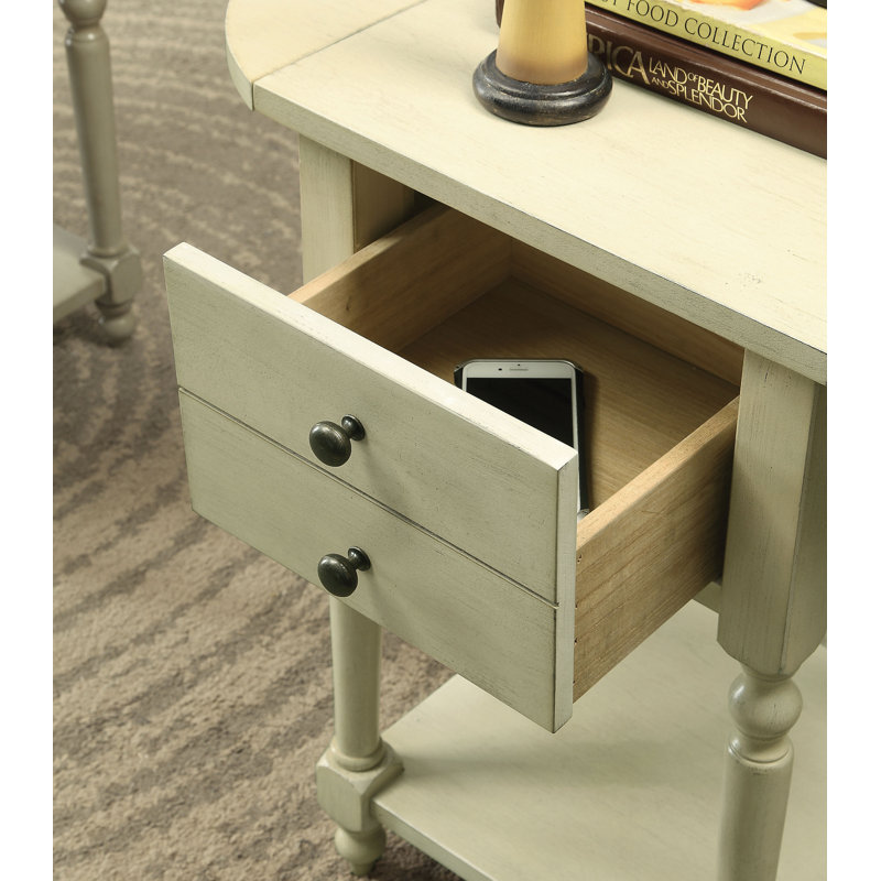 Table de bout avec rangement Kayli, 	Blanc antique