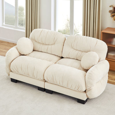 Canapé modulaire 2 places en tissu de chenille confortable à plis