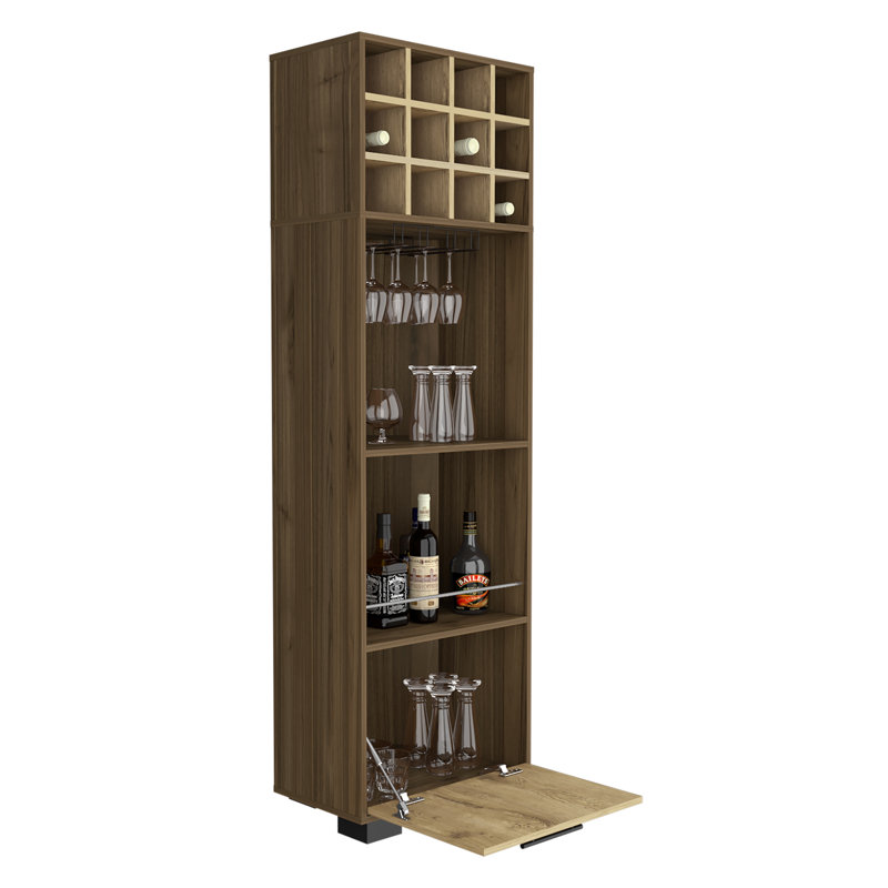 Bar Marsella, huit porte-bouteilles encastrés, deux tablettes latérales