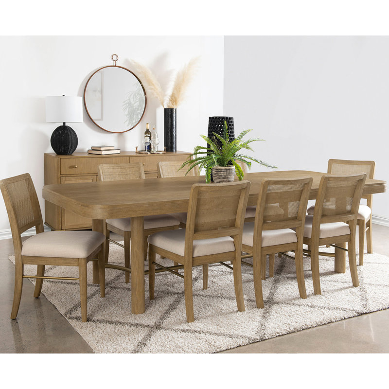 Buffet 65 pouces lavable au sable pour salle à manger de style bord de mer avec 2 tiroirs, tablettes réglables et finition en bois d'hévéa massif, portes avant en canne, cadre, portes à charnières européennes à fermeture douce