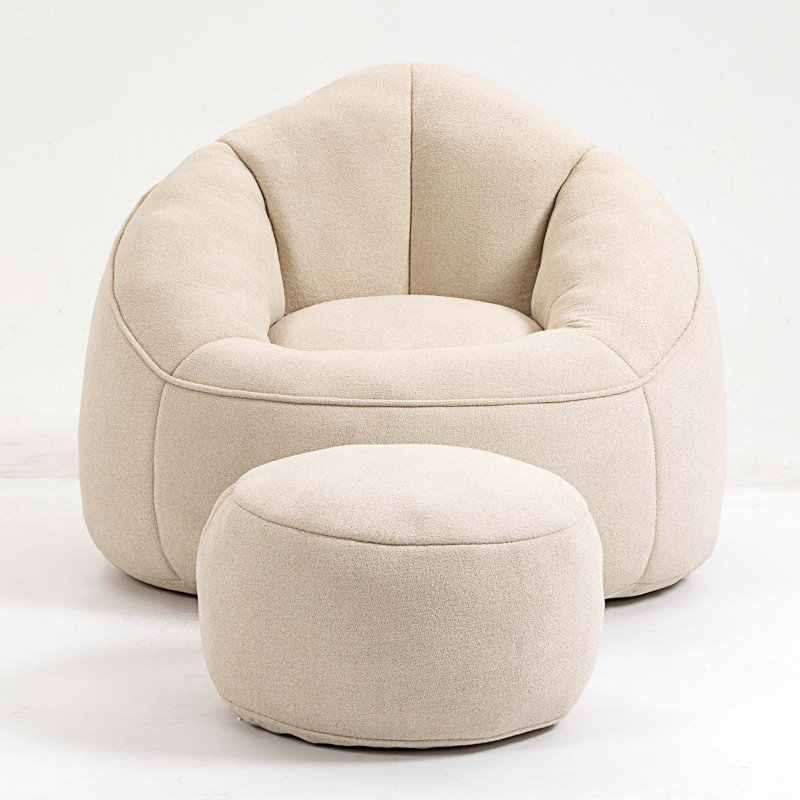 Fauteuil à billes rembourré en microfibre haute pression JOJO-W1996131225, Microfibre beige