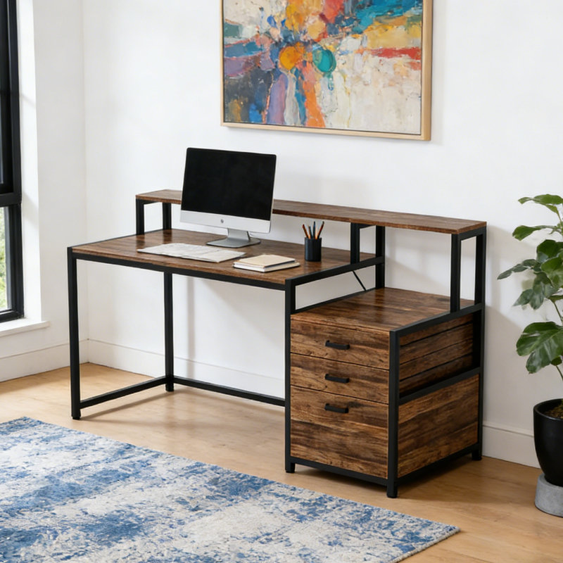 Bureau d'écriture avec tiroirs, Brun