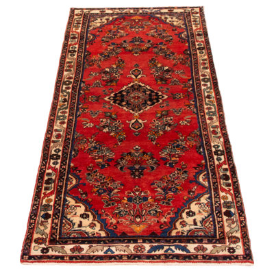 One Of Kind Hand Knotted Anadol Red Rug 3'5" x 9'1"