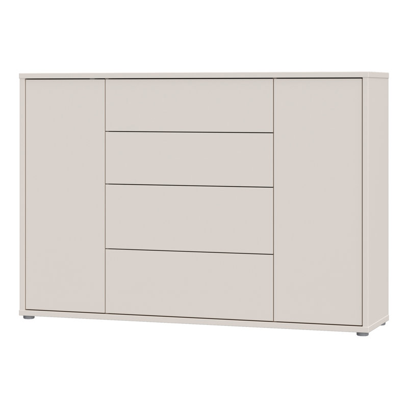 Chadwic Modern 4-drawer, 2-door sideboard, engineered wood, 143.9 cm W x 99.1 cm H x 34.9 cm D, Beige