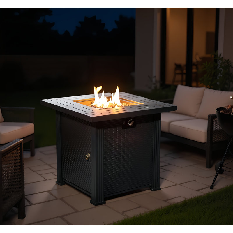 28" 50000 Btu Square Steel Propane Gas Fire Pit Table, Fire Pit For Outside Patio Deck Garden Backyard
