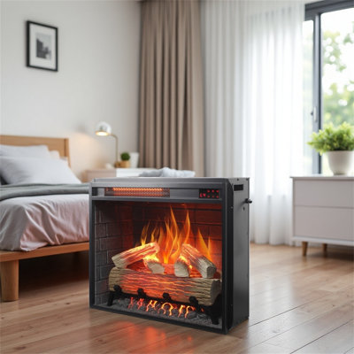 23-Inch Electric Fireplace With Realistic Flames And Overheat Protection